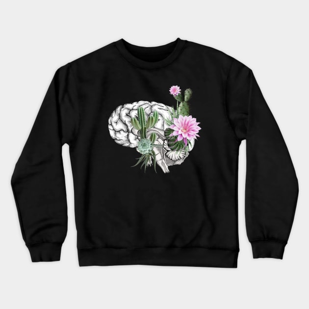 Brain, human anatomy, mental health, succulents plants, aloe cactus Crewneck Sweatshirt by Collagedream